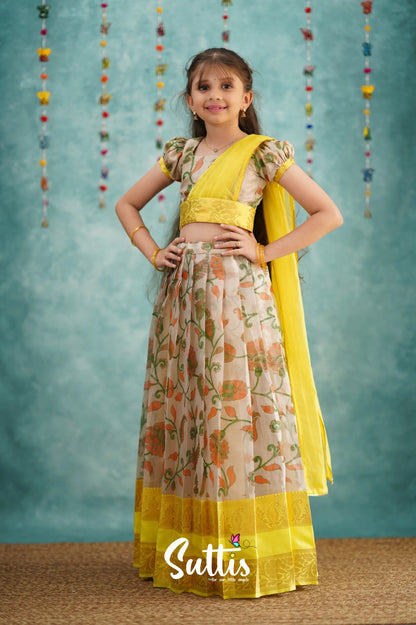 Kumaari Half Saree - Yellow Kids - Suttis