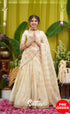 Kumaari Kids Half Saree - Off white and Gold - Kids-Suttis