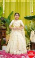 Kumaari Kids Half Saree - Off white and Gold - Kids-Suttis