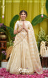 Kumaari Kids Half Saree - Off white and Gold - Kids-Suttis