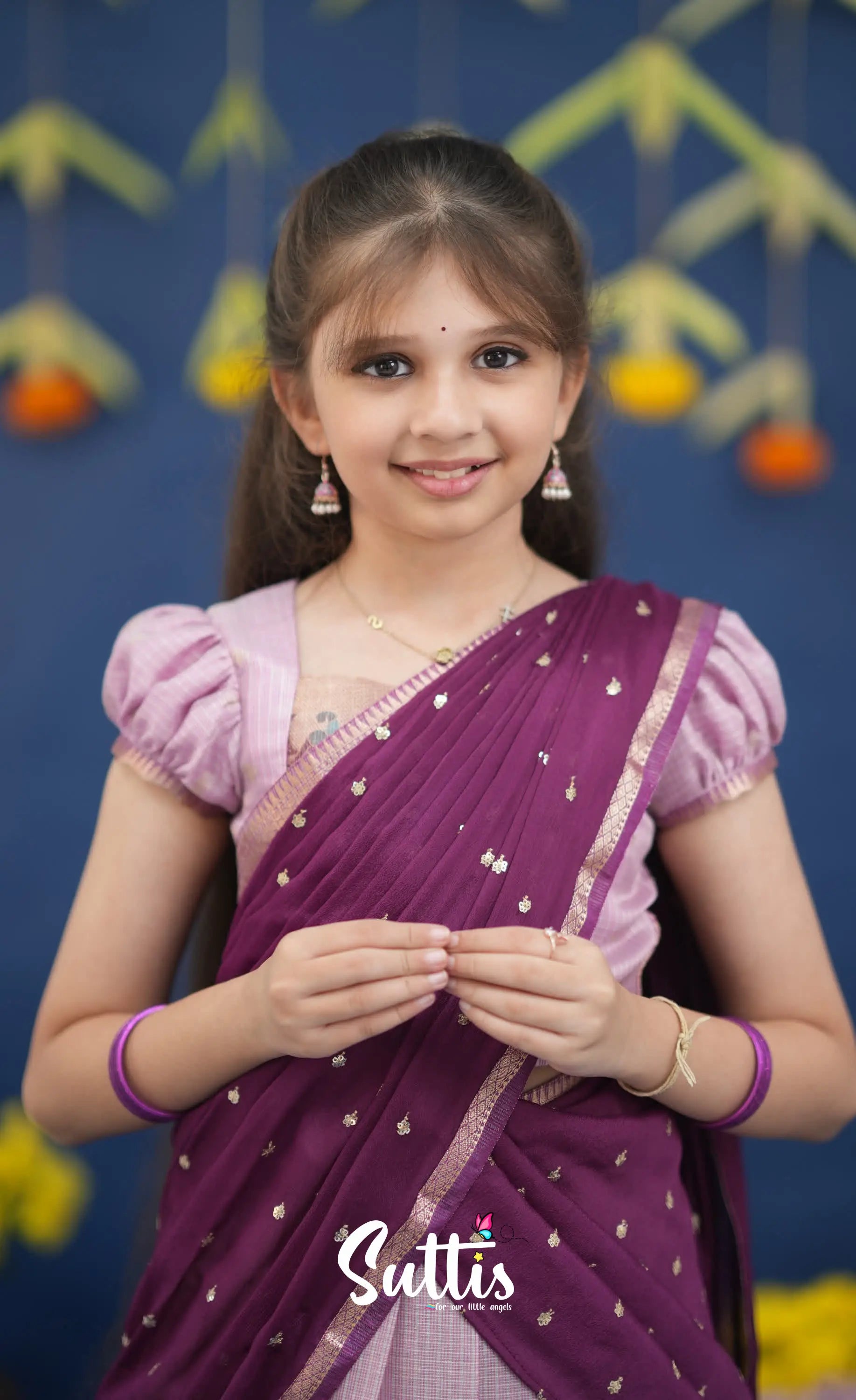 Kumaari Lavender and Purple Paithani Kota Halfsaree Kids-Suttis