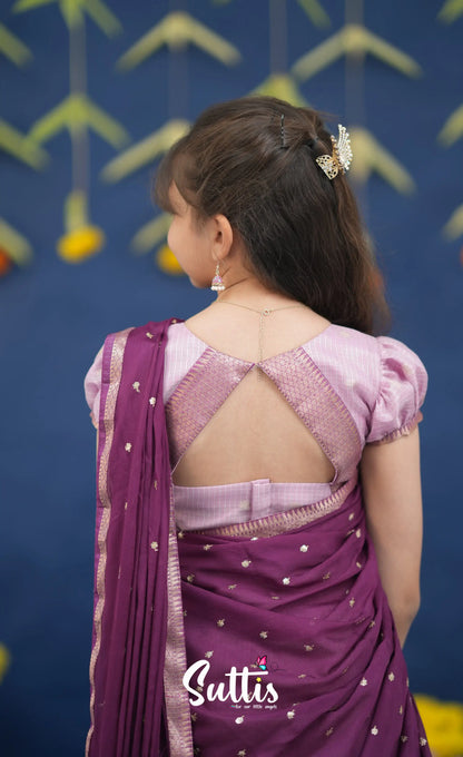Kumaari Lavender and Purple Paithani Kota Halfsaree Kids-Suttis