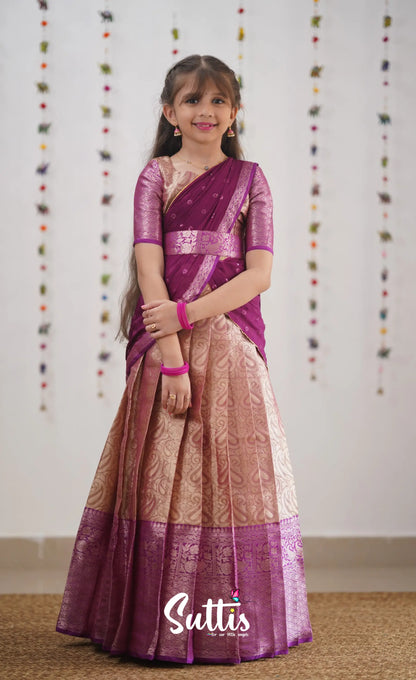 Kumaari- Magentaish Purple Organza Halfsaree Kids-Suttis