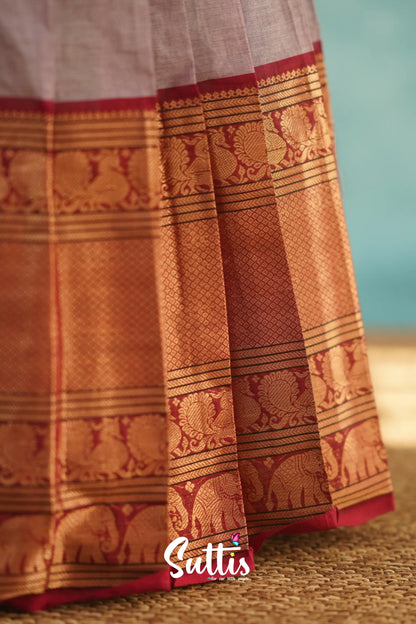 Kumaari - Mauve And Red Cotton Halfsaree Kids-Suttis