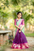 Kumaari - Purple And Light Green Handloom Cotton Halfsaree Kids-Suttis