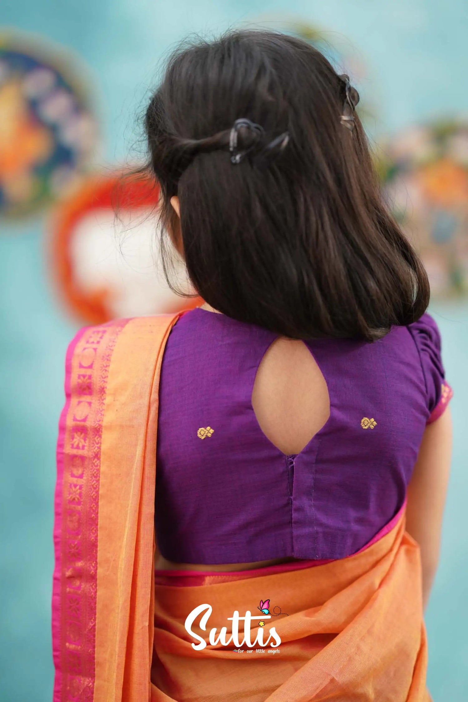 Kumaari - Purple And Pink Cotton Halfsaree Kids-Suttis