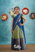 Kumaari - Sea Green And Blue Cotton Halfsaree Kids-Suttis