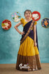 Kumaari - Yellow And Dark Purple Cotton Halfsaree Kids-Suttis