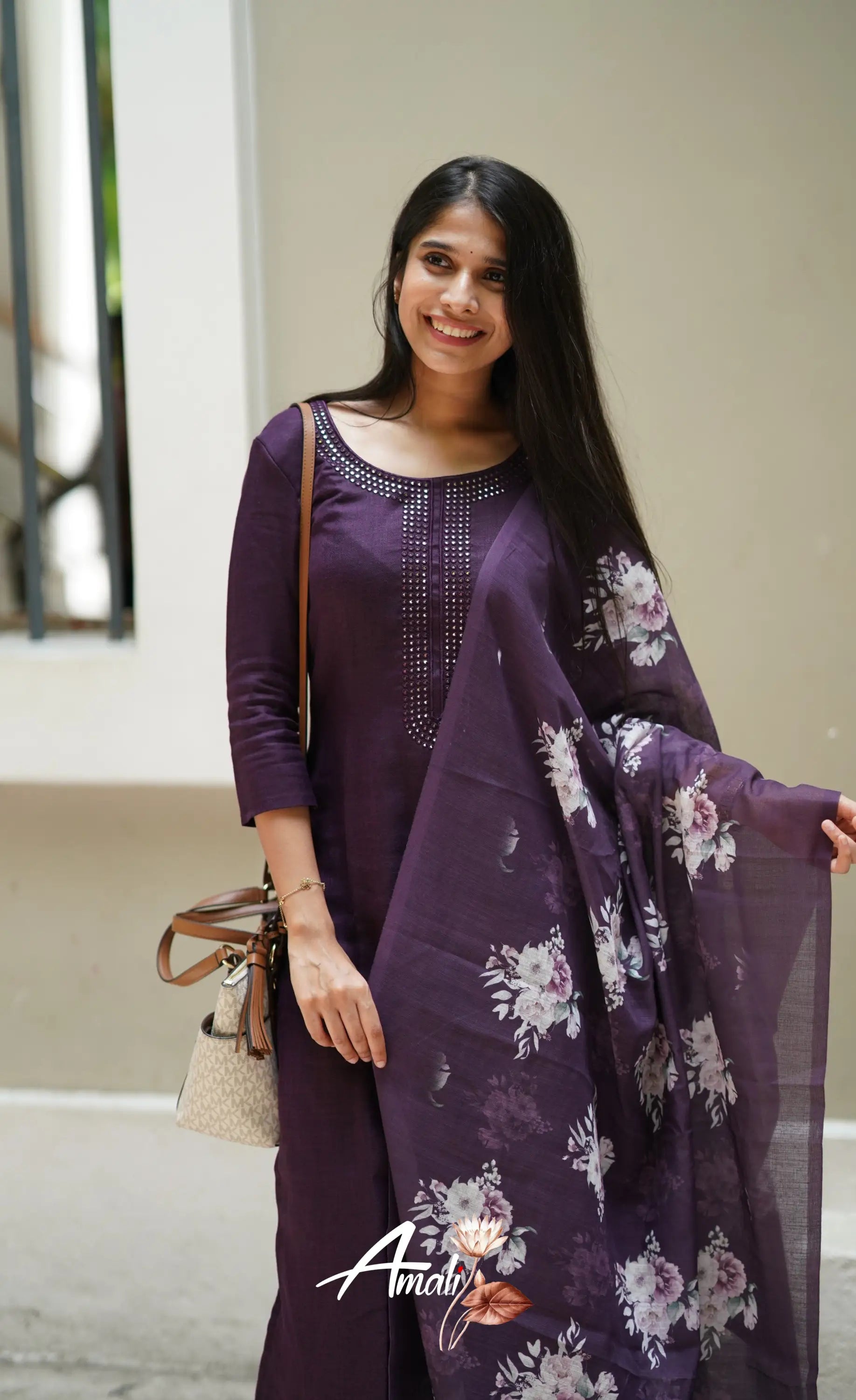 Laila Semi Linen Salwar - Dark Wine Salwar