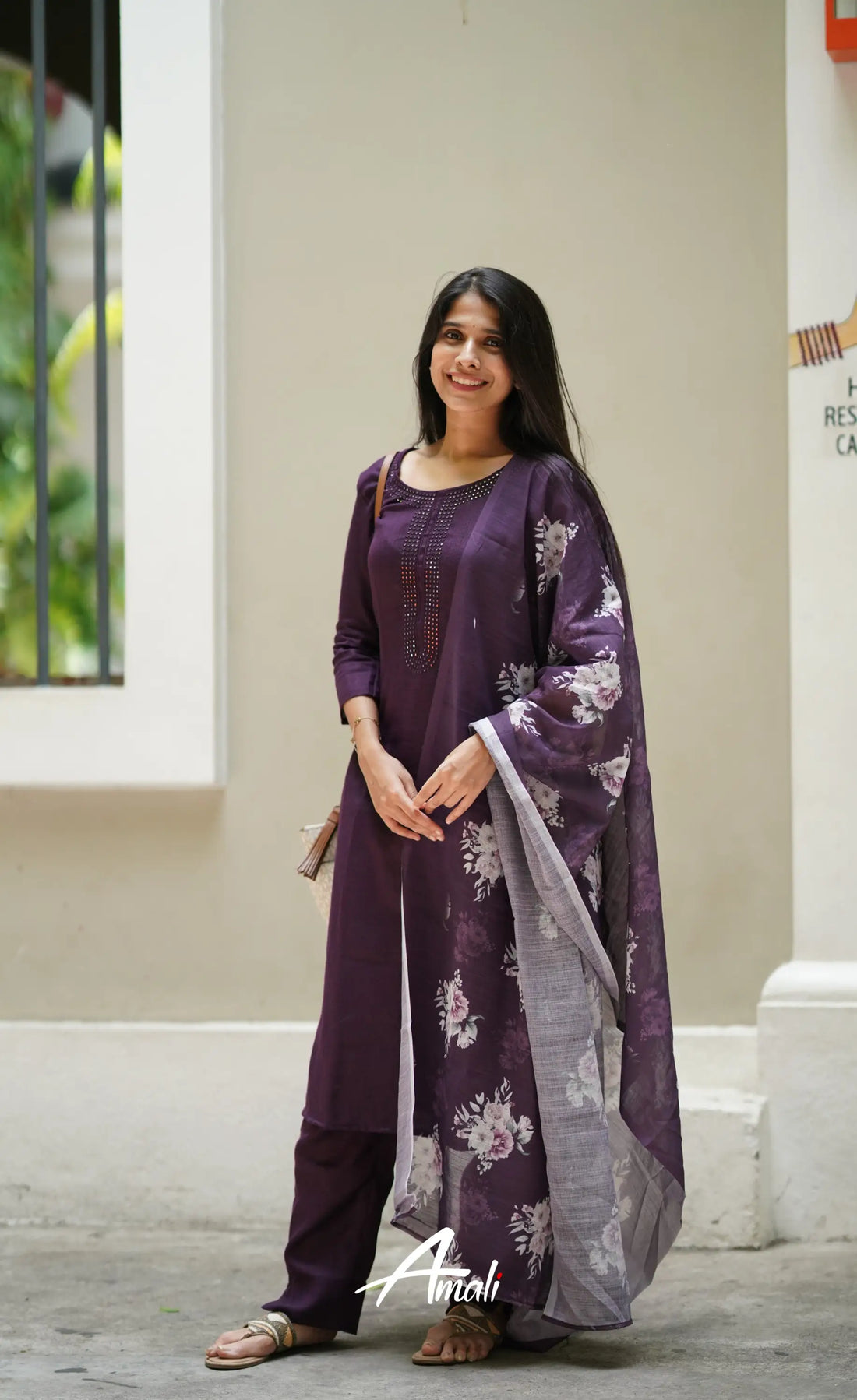 Laila Semi Linen Salwar - Dark Wine Salwar