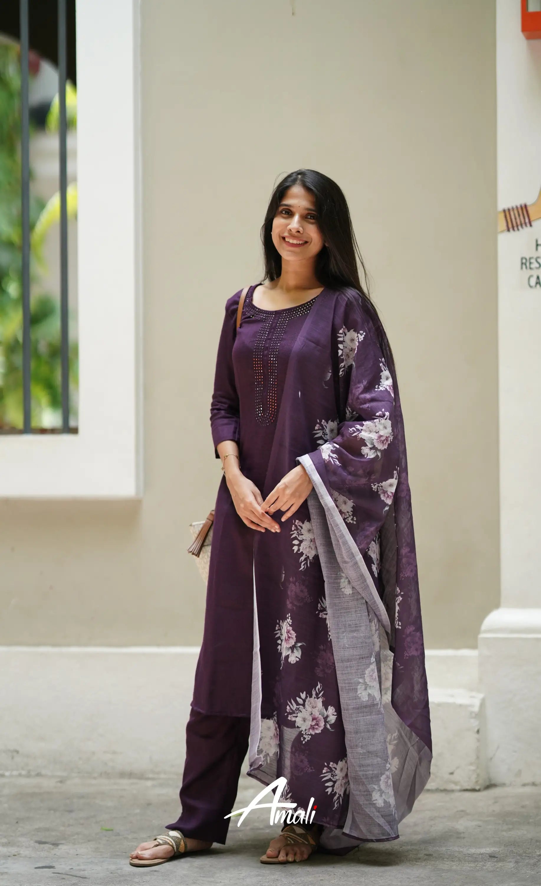 Laila Semi Linen Salwar - Dark Wine Salwar