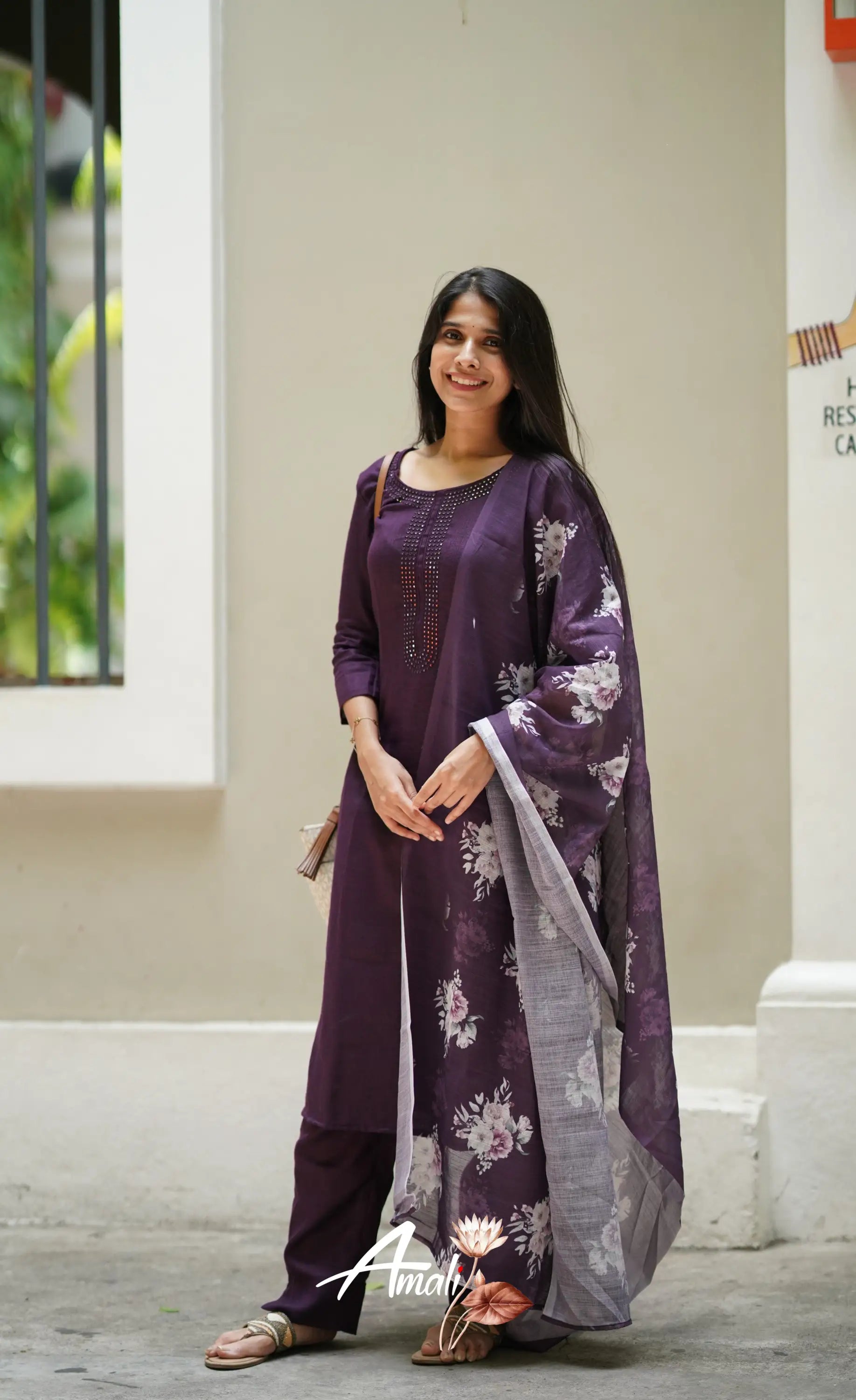 Laila Semi Linen Salwar - Dark Wine Salwar