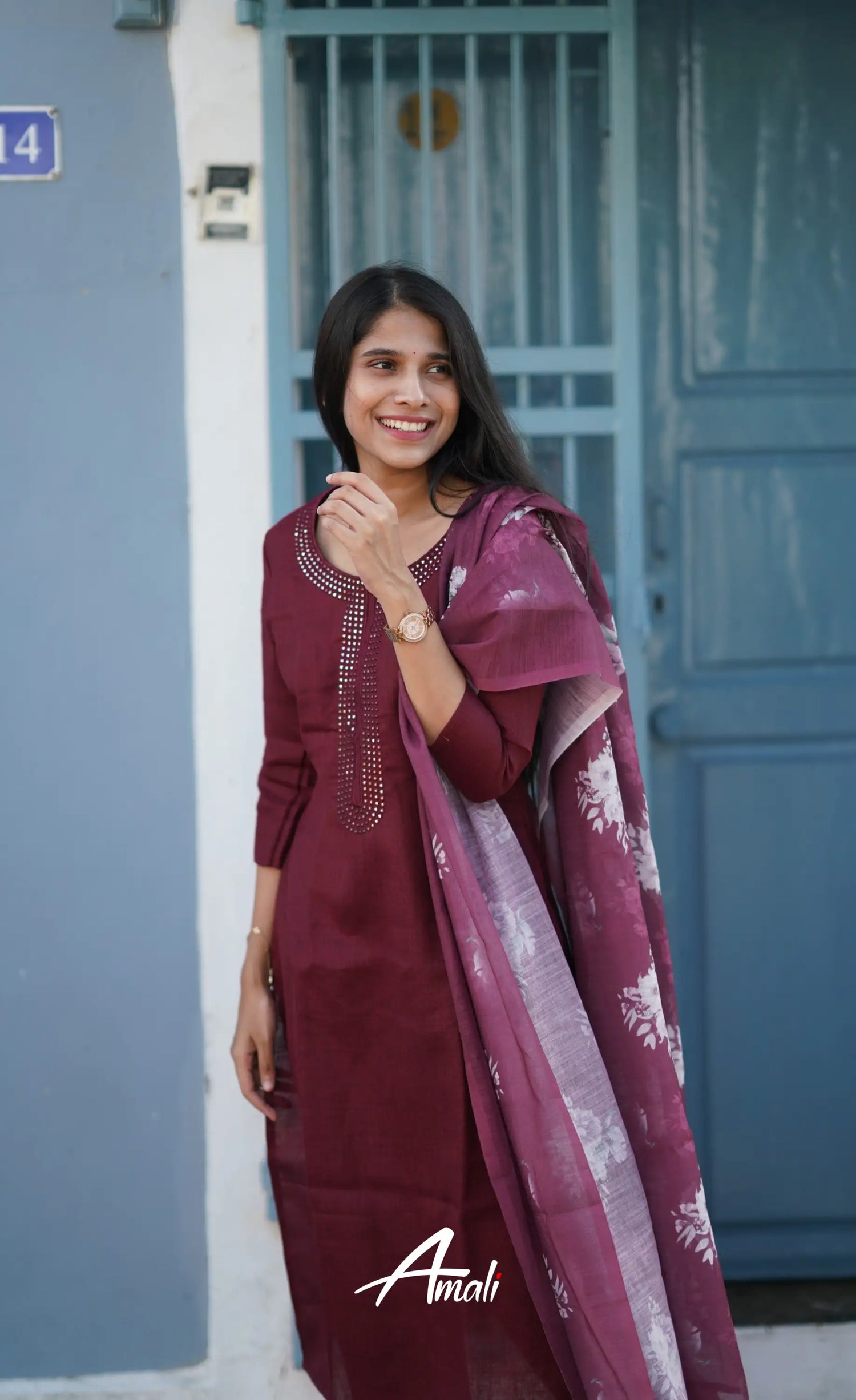 Laila Semi Linen Salwar - Maroon Salwar