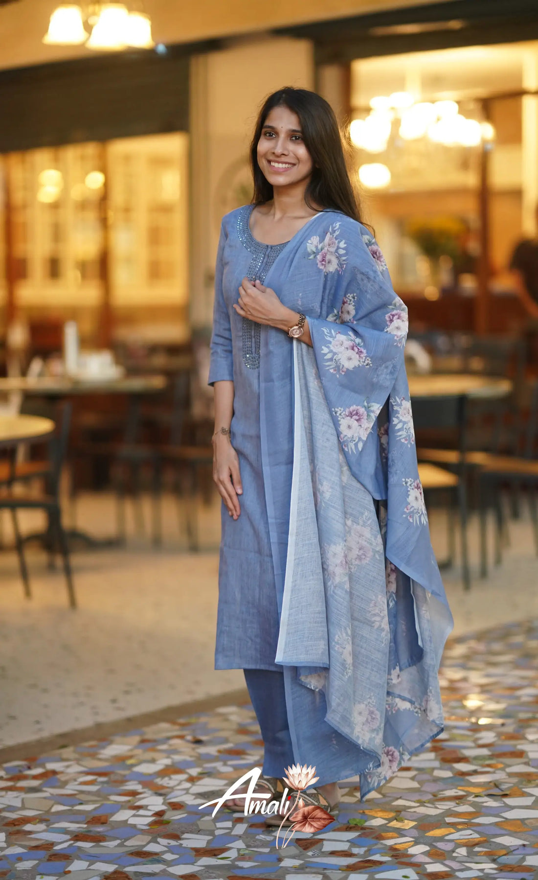 Laila Semi Linen Salwar - Pastel Blue Salwar