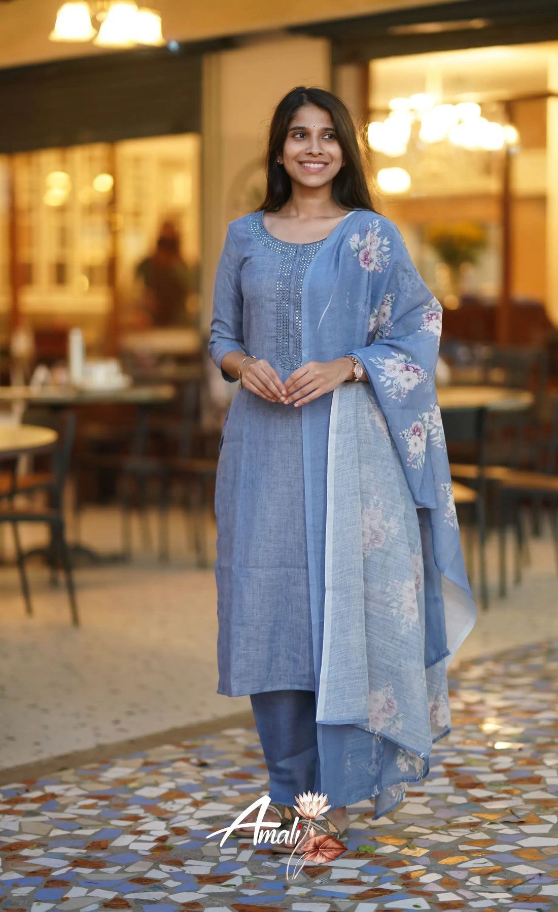 Laila Semi Linen Salwar - Pastel Blue Salwar