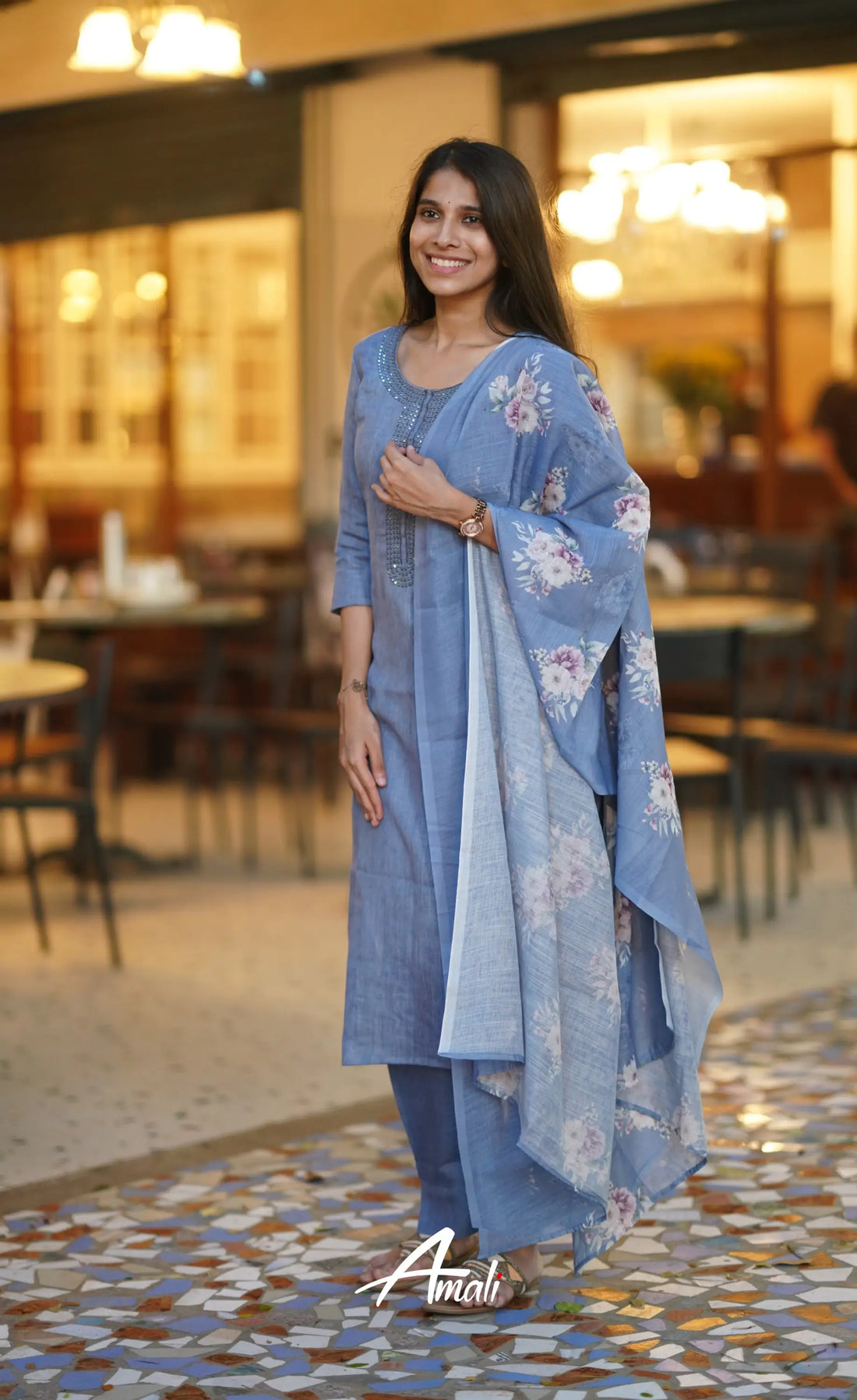 Laila Semi Linen Salwar - Pastel Blue Salwar