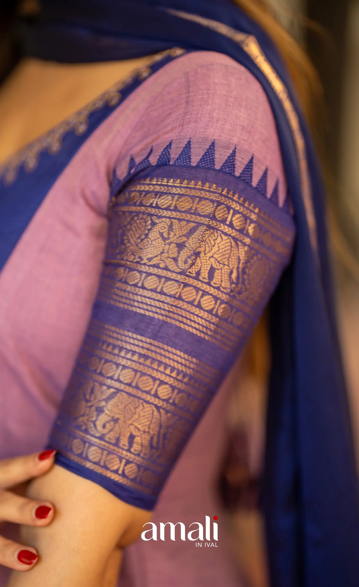 Lavender and Dark Blue Cotton Anarkali Anarkalis