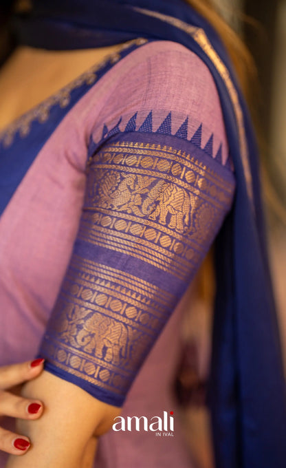 Lavender and Dark Blue Cotton Anarkali Anarkalis