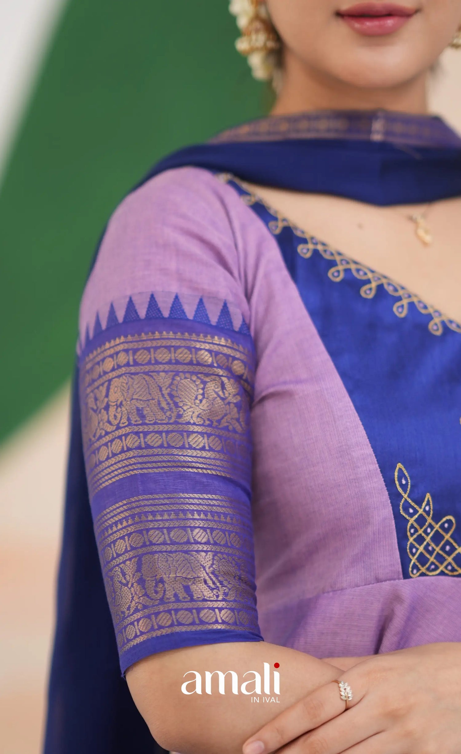 Lavender and Dark Blue Cotton Anarkali Anarkalis