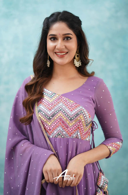 Lavender Lilac Georgette Anarkali Anarkalis