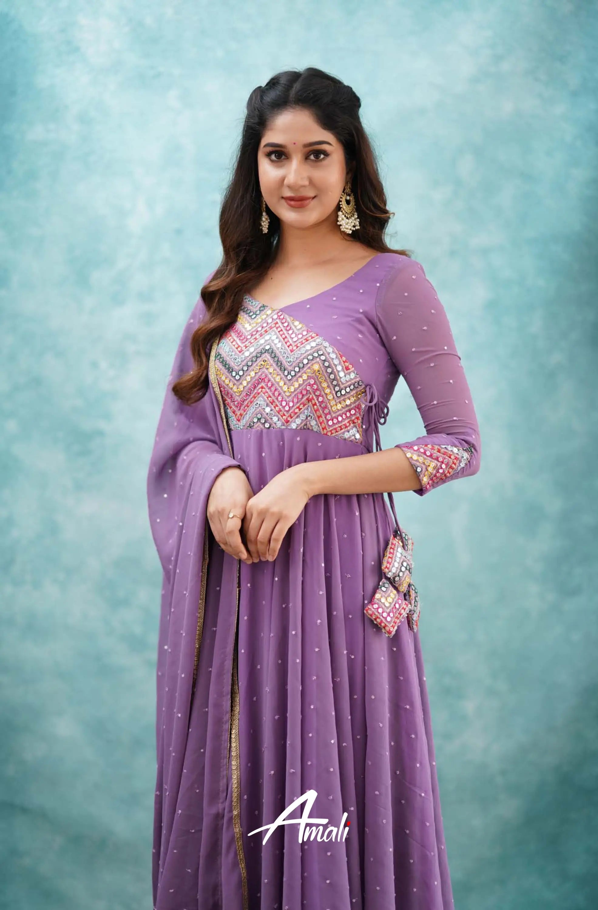 Lavender Lilac Georgette Anarkali Anarkalis