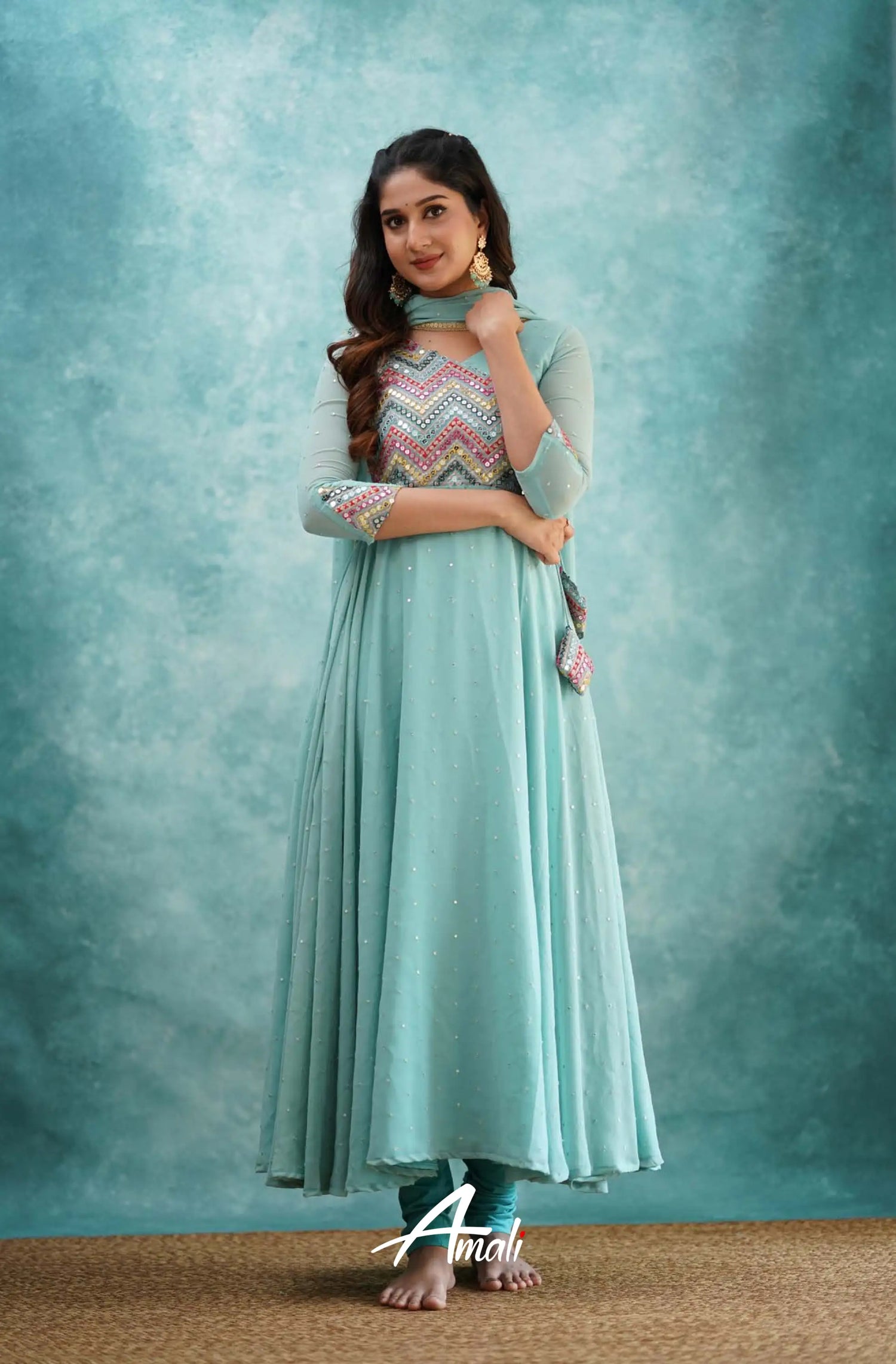 Light Blue Georgette Anarkali Anarkalis