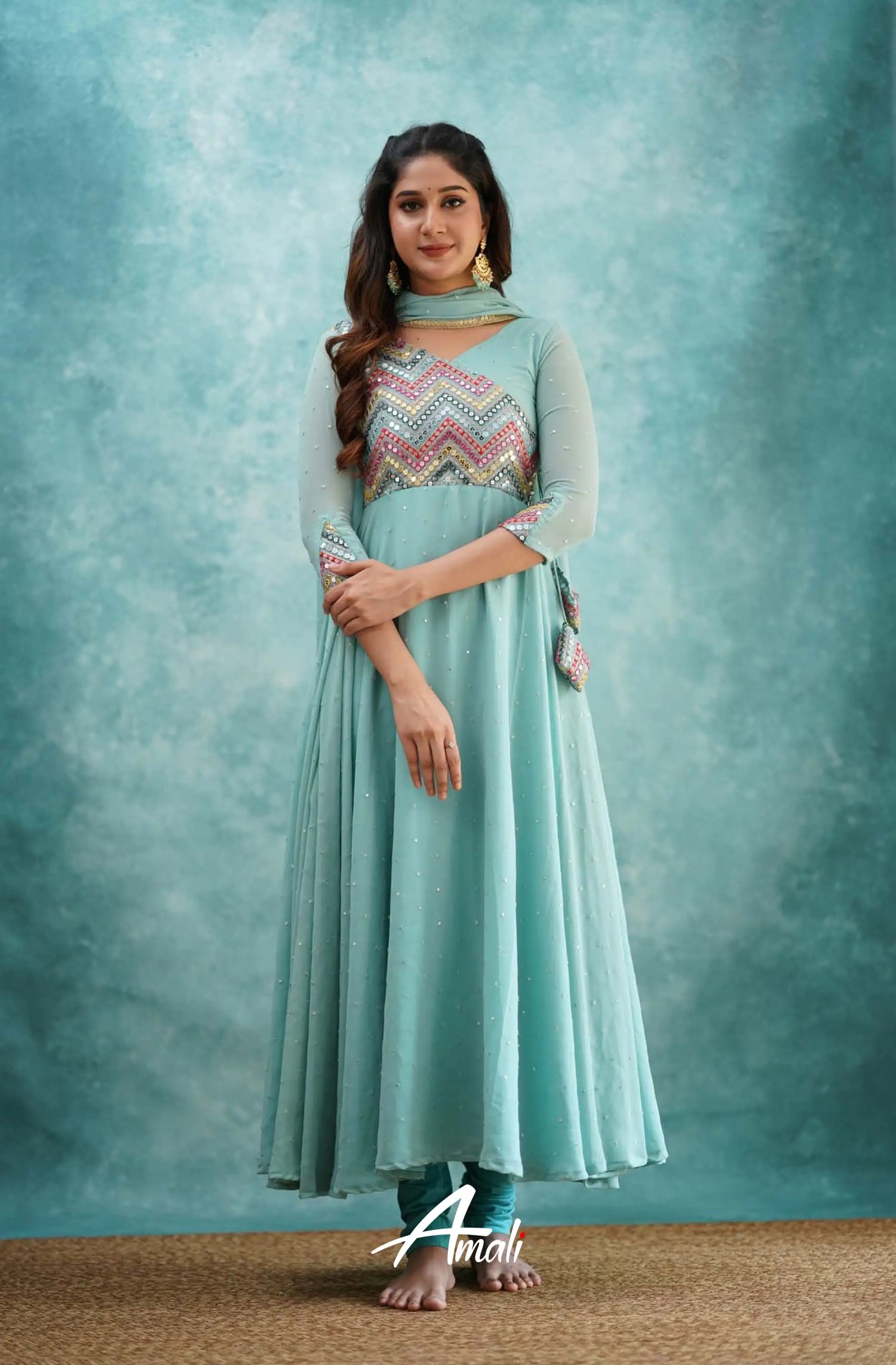 Light Blue Georgette Anarkali Anarkalis