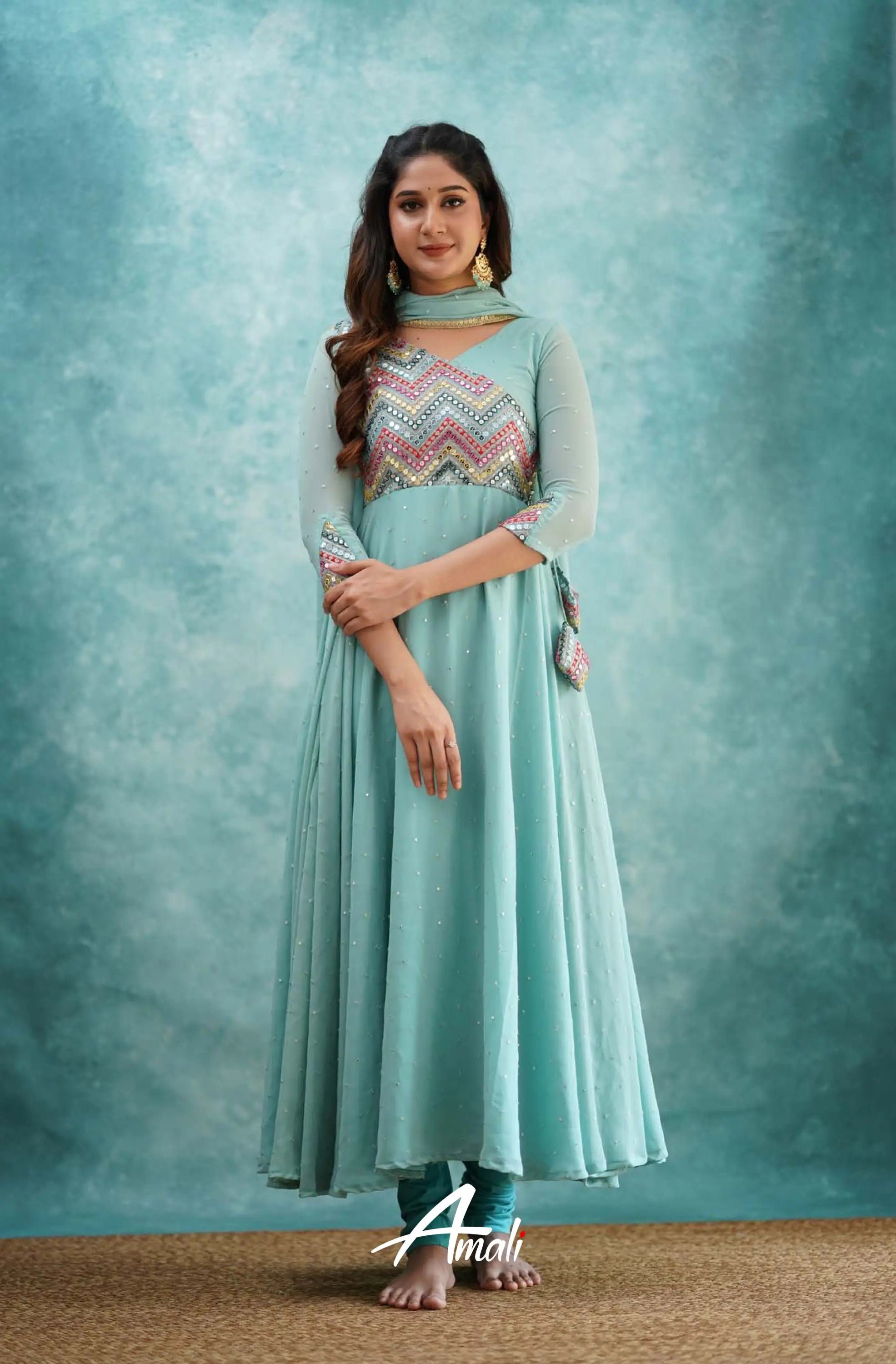 Light Blue Georgette Anarkali Anarkalis