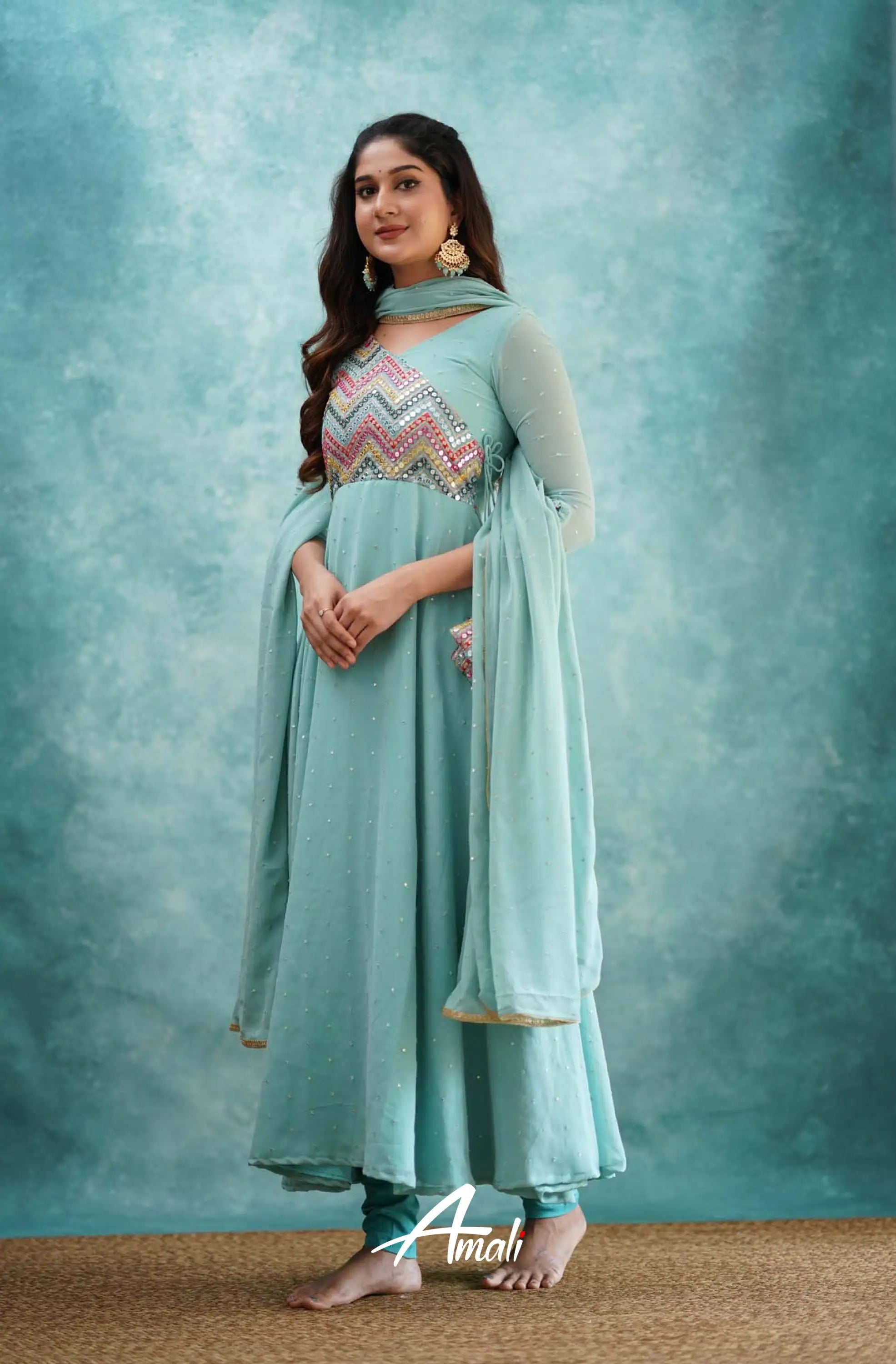 Light Blue Georgette Anarkali Anarkalis