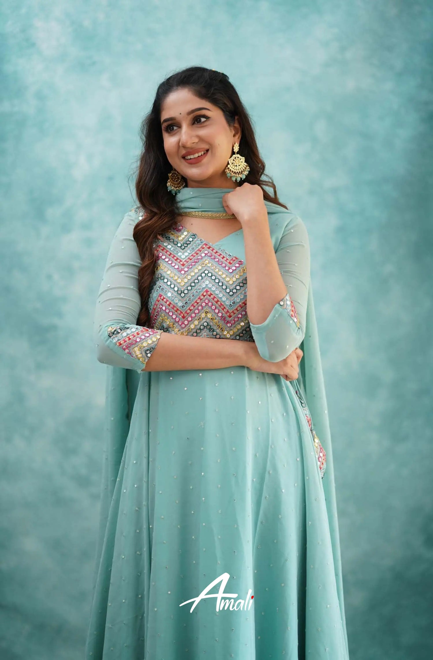 Light Blue Georgette Anarkali Anarkalis