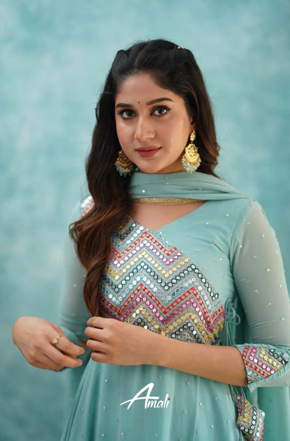 Light Blue Georgette Anarkali Anarkalis