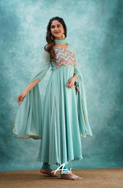 Light Blue Georgette Anarkali Ivalinmabia