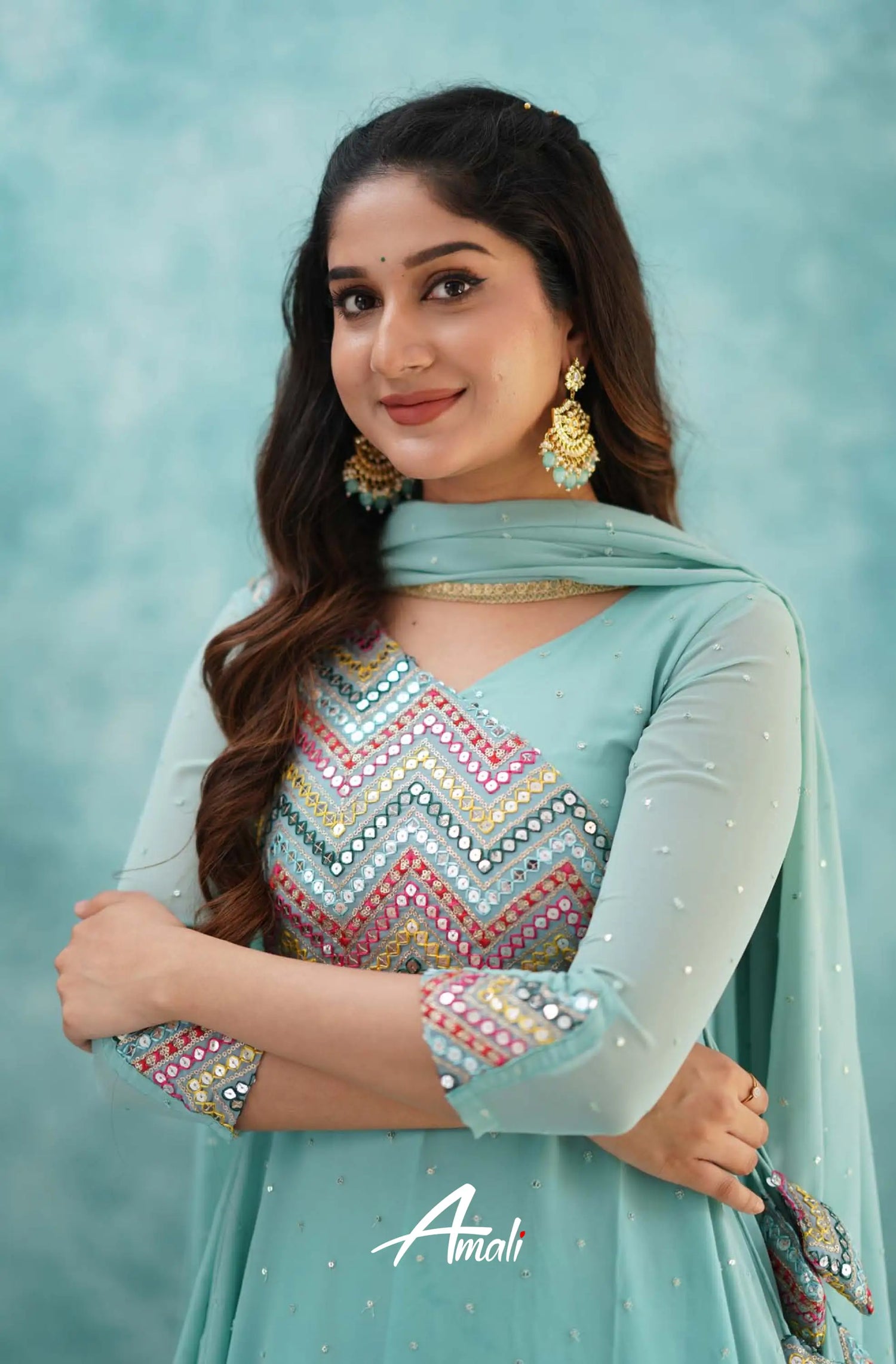 Light Blue Georgette Anarkali Anarkalis