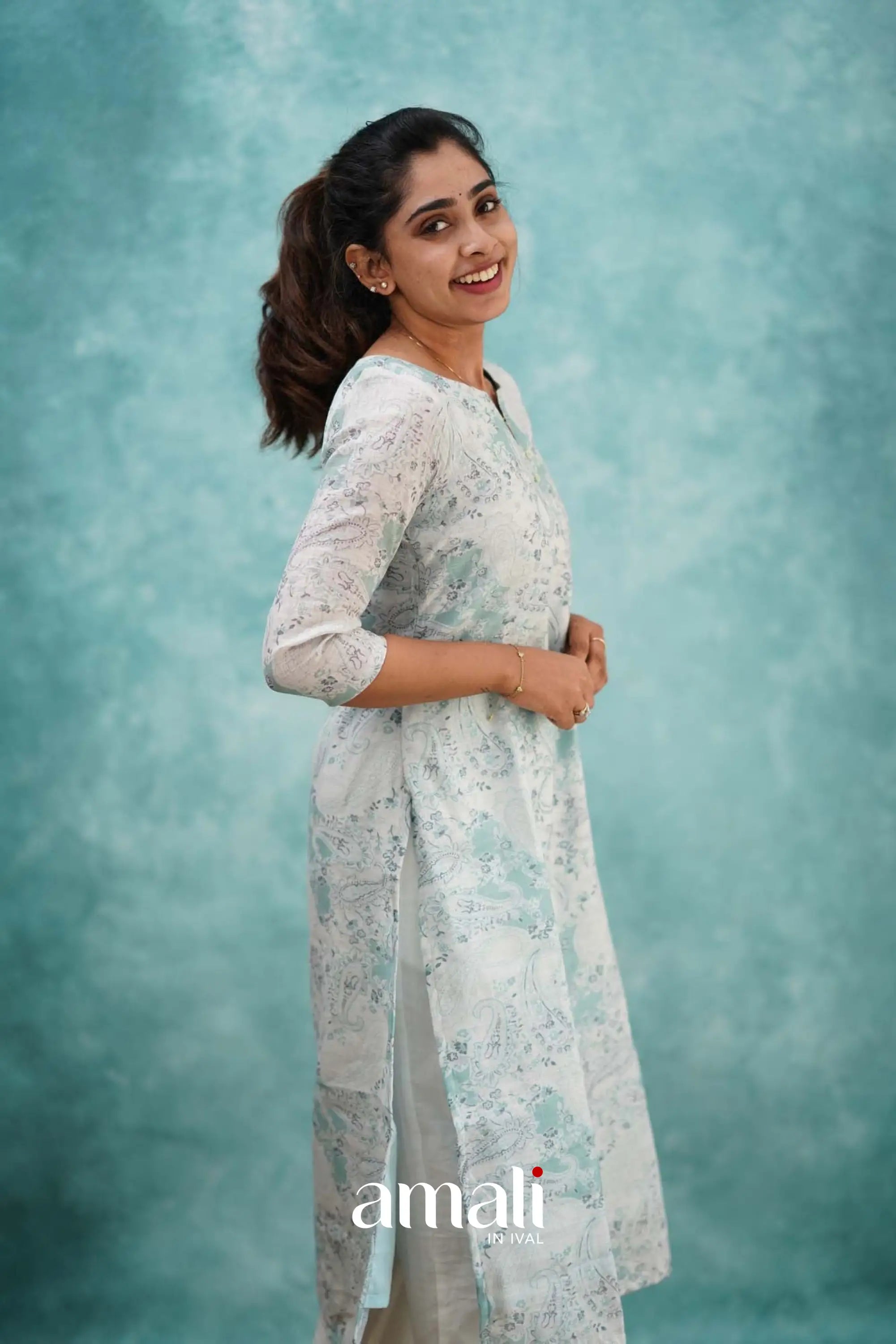 Light Blue Semi Linen Co-ord Set Co-ord sets