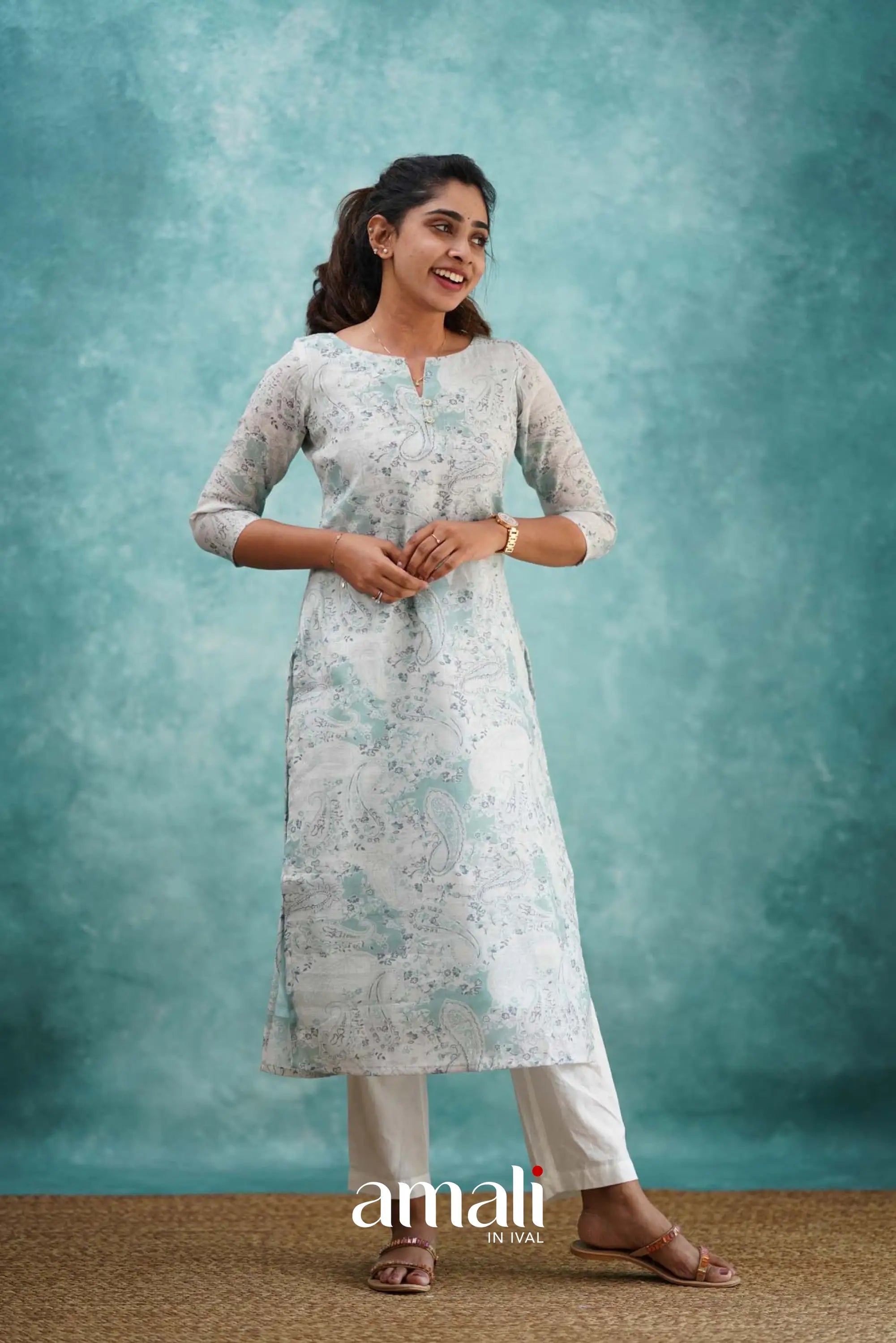 Light Blue Semi Linen Co-ord Set Co-ord sets