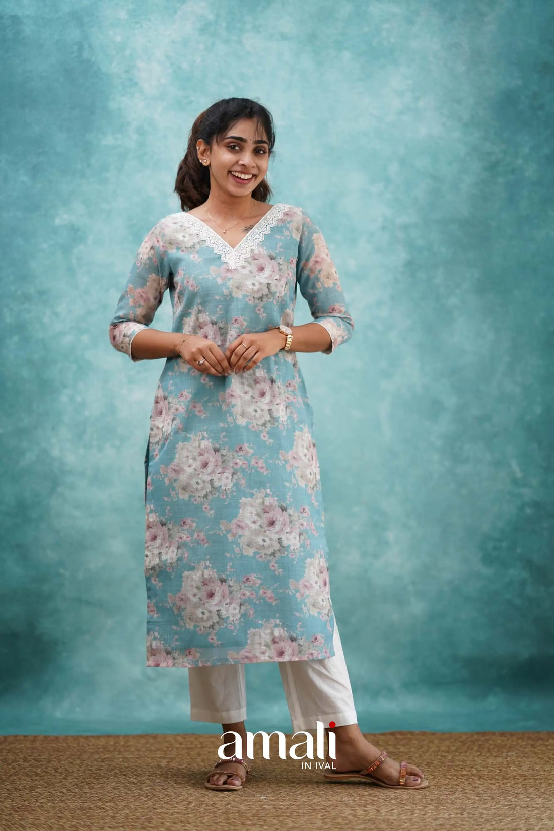 Light Blue Semi Linen Co-ord Set Co-ord sets