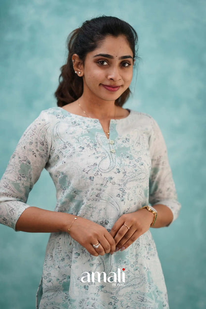 Light Blue Semi Linen Co-ord Set Co-ord sets