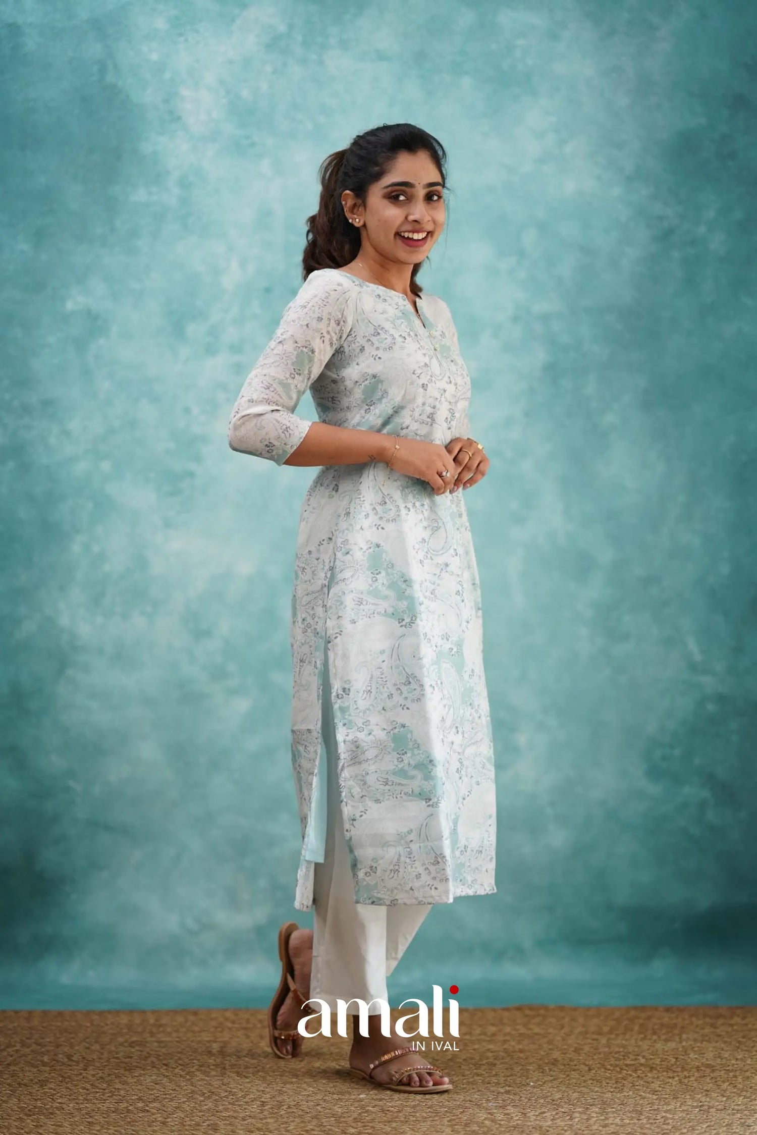 Light Blue Semi Linen Co-ord Set Co-ord sets