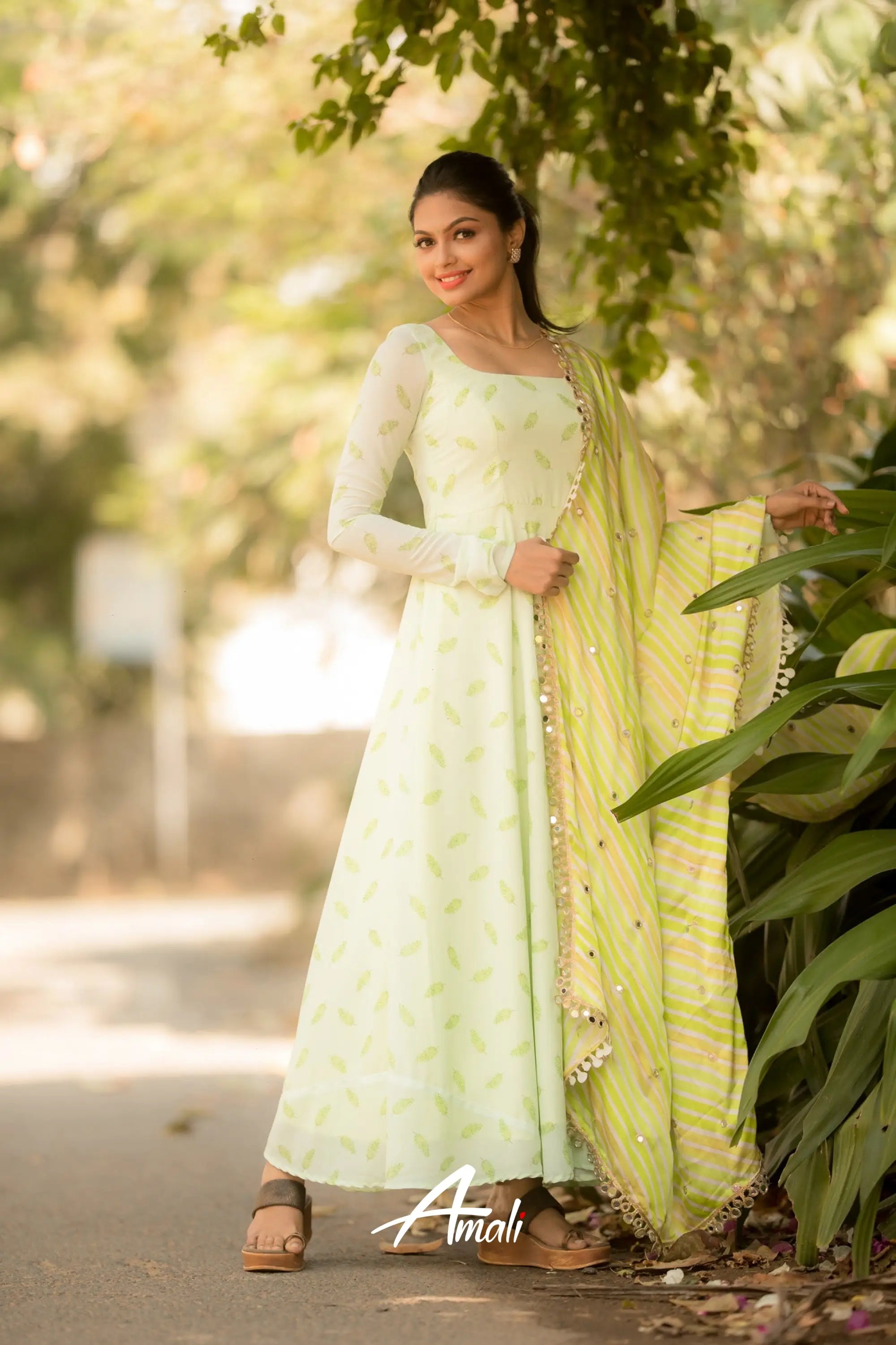 Light Green Georgette Anarkali Anarkalis