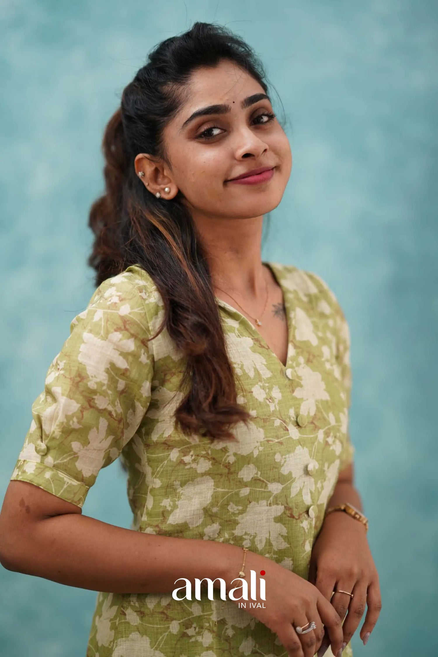 Light Green Semi Linen Co-ord Set Co-ord sets