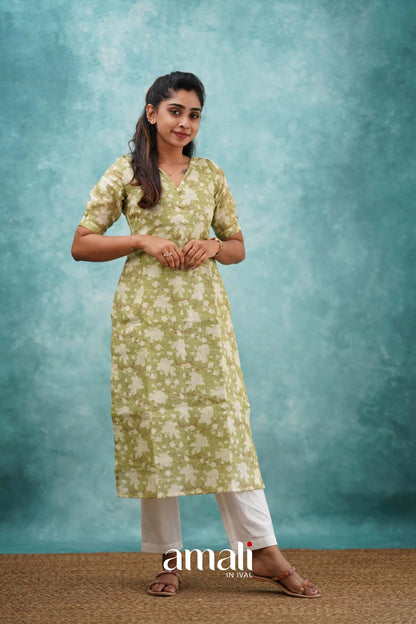 Light Green Semi Linen Co-ord Set Co-ord sets