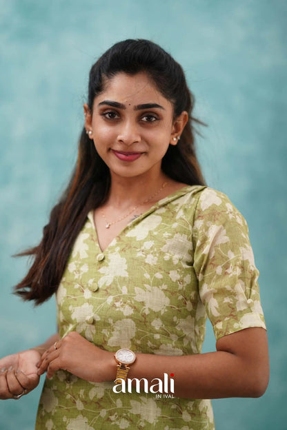 Light Green Semi Linen Co-ord Set Co-ord sets