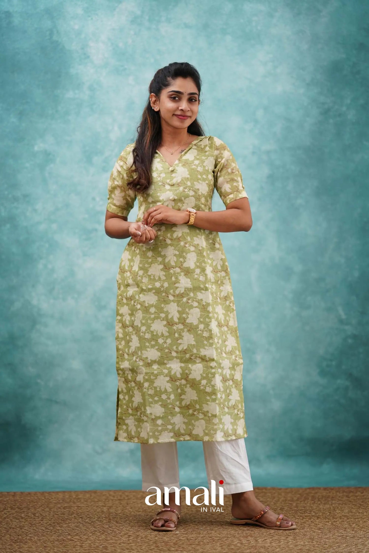 Light Green Semi Linen Co-ord Set Co-ord sets