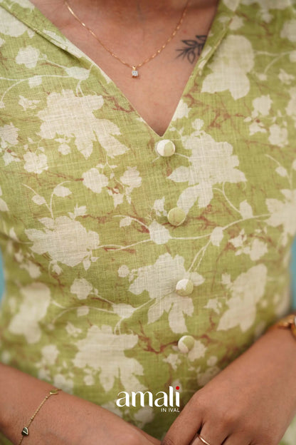 Light Green Semi Linen Co-ord Set Co-ord sets