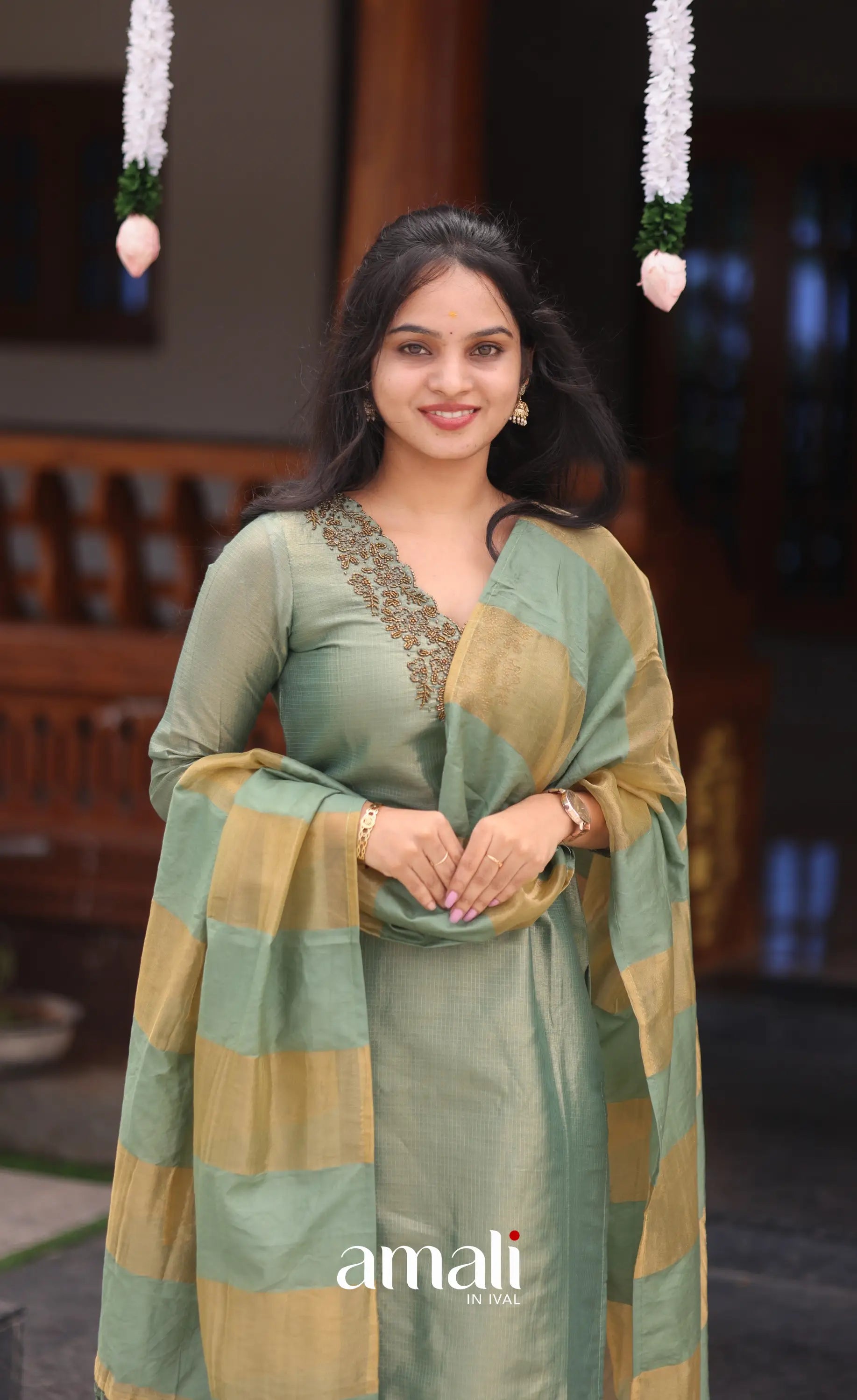 Light green Tissue Blend Salwar Set - salwar