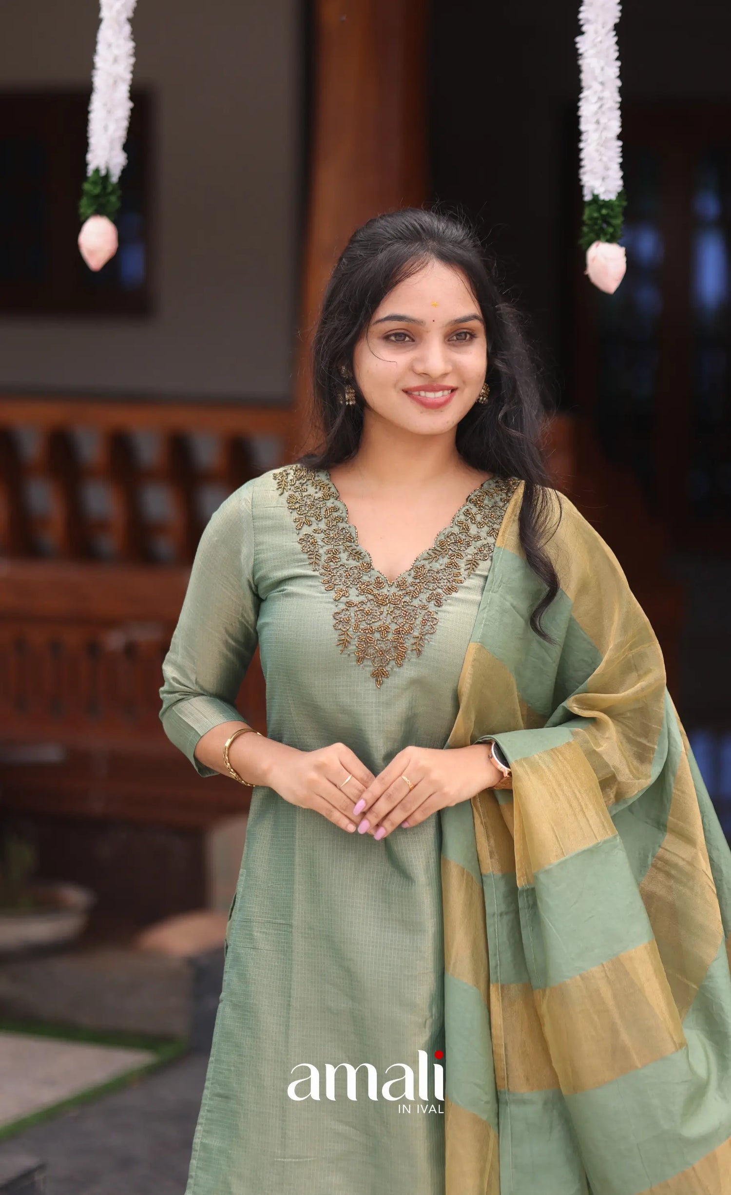 Light green Tissue Blend Salwar Set - salwar