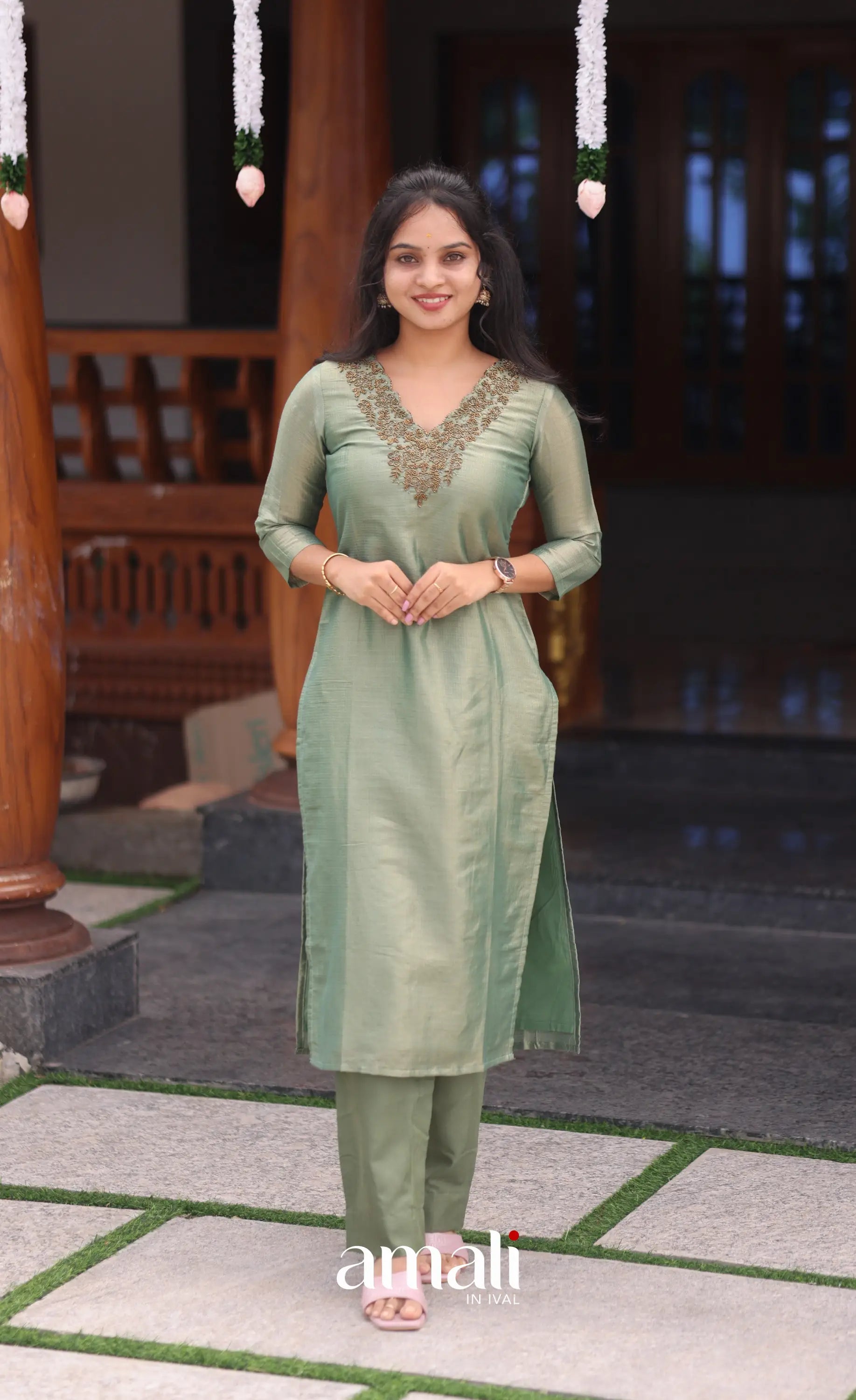 Light green Tissue Blend Salwar Set - salwar