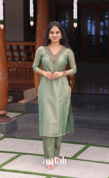 Light green Tissue Blend Salwar Set - salwar