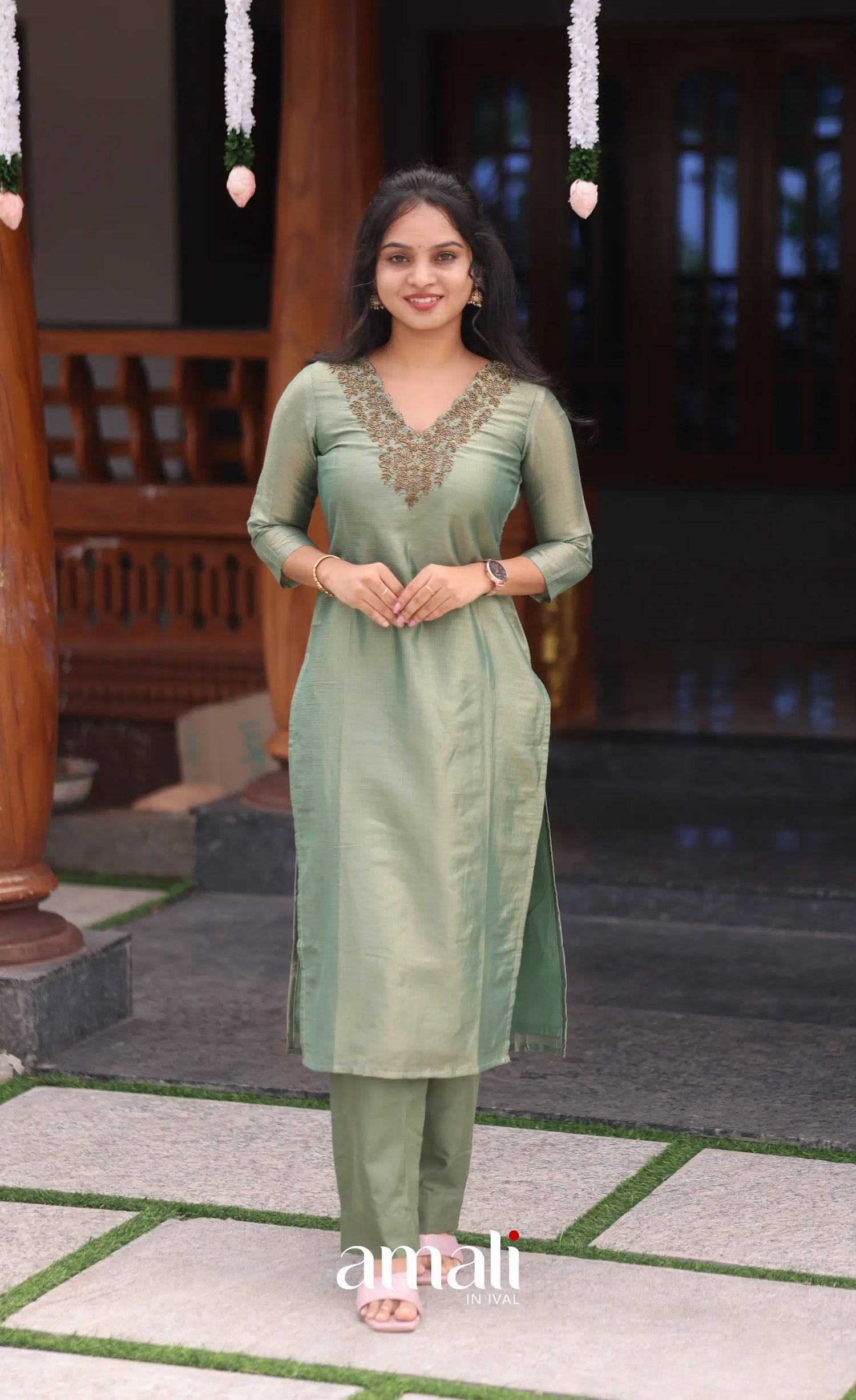Light green Tissue Blend Salwar Set - salwar