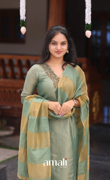 Light green Tissue Blend Salwar Set - salwar